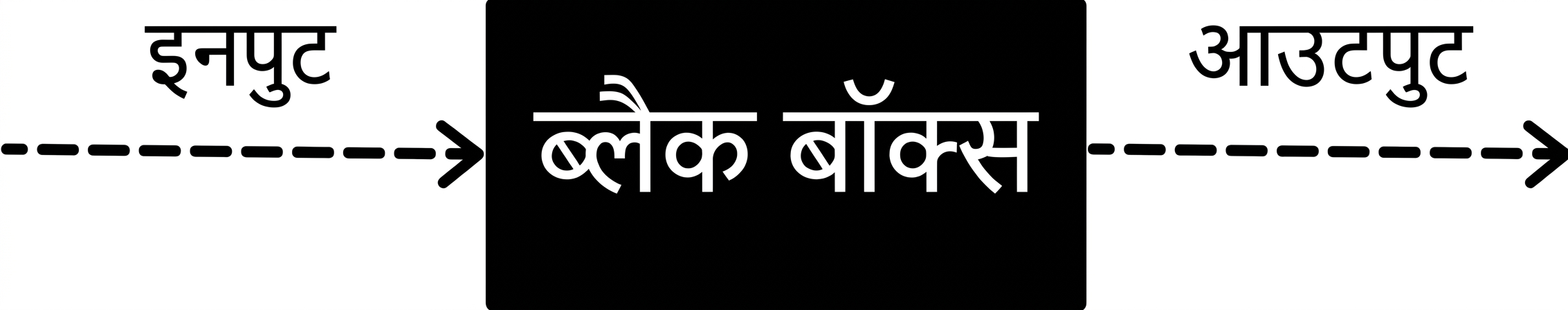 ब्लैक-बॉक्स प्रकृति दर्शाने वाला एक फ्लोचार्ट.