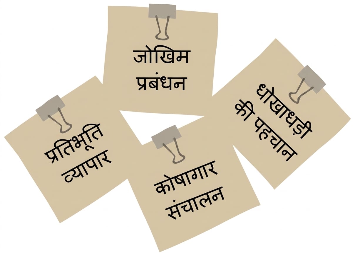 स्टिकी नोट्स जो दिखाते हैं कि फाइनेंशियल सर्विसेज इंडस्ट्री आम तौर पर AI कैसे उपयोग करती है.