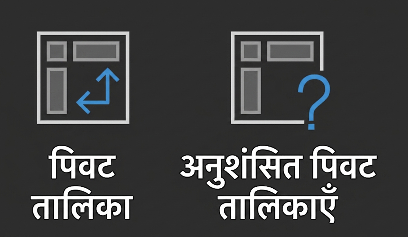 Excel Insert मेनू में दो PivotTable बटन