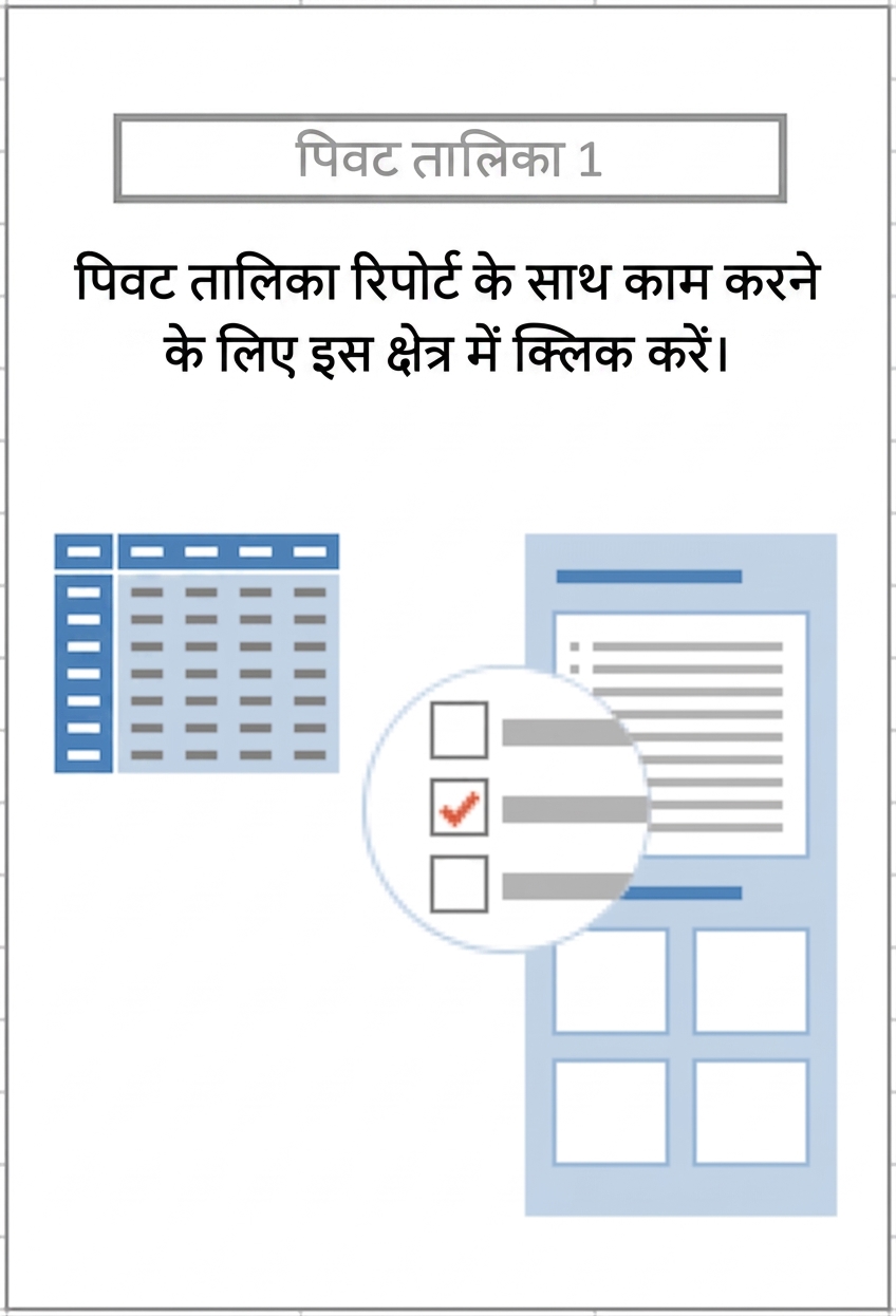PivotTable placeholder की रूप-रेखा जो उपयोगकर्ताओं को PivotTable बनाना सिखाती है