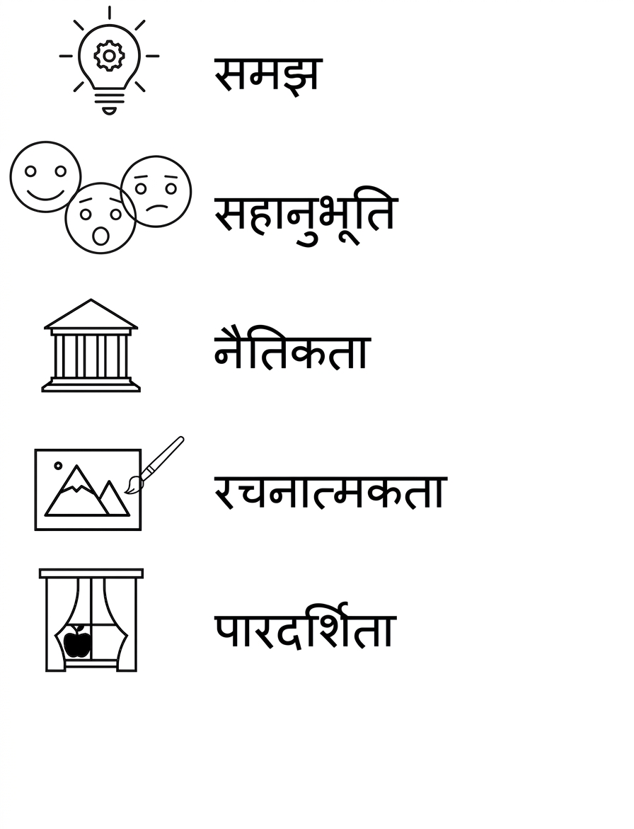समझ. सहानुभूति. नैतिकता. रचनात्मकता. पारदर्शिता.