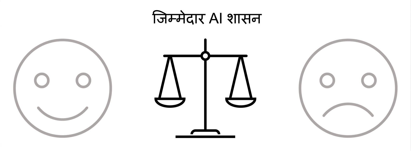 दो चेहरों के बीच "Responsible AI governance" लिखे तराजू की तस्वीर.
