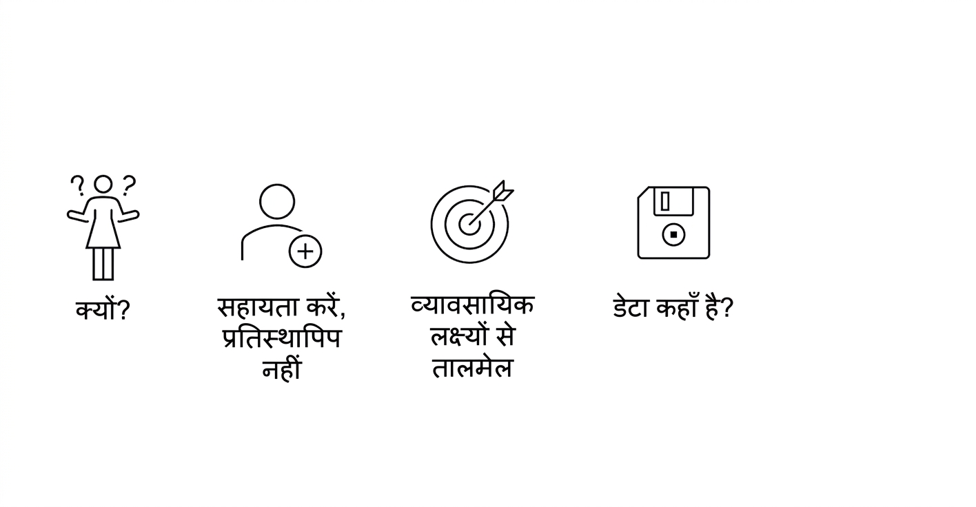क्यों? बढ़ाएँ, बदलें नहीं. बिज़नेस लक्ष्यों से संरेखण. डेटा कहाँ है?