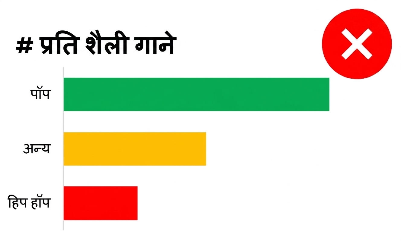 एक बार चार्ट जहाँ हर बार अलग रंग का है