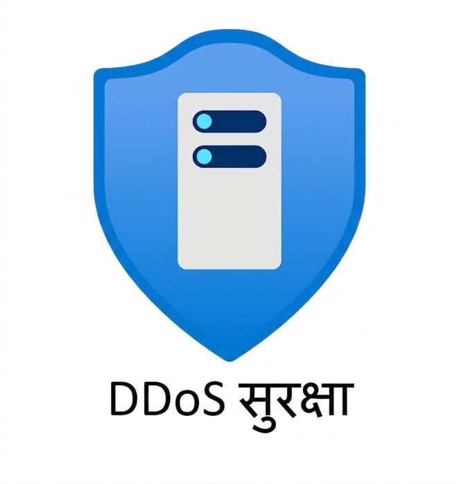 नीला शील्ड, नीचे "ddos protection" लिखा