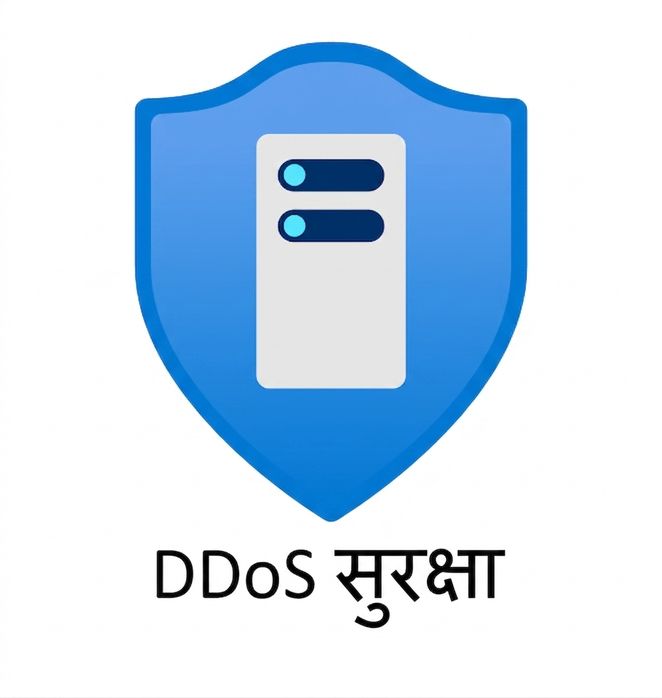 नीला शील्ड, नीचे "ddos protection" लिखा