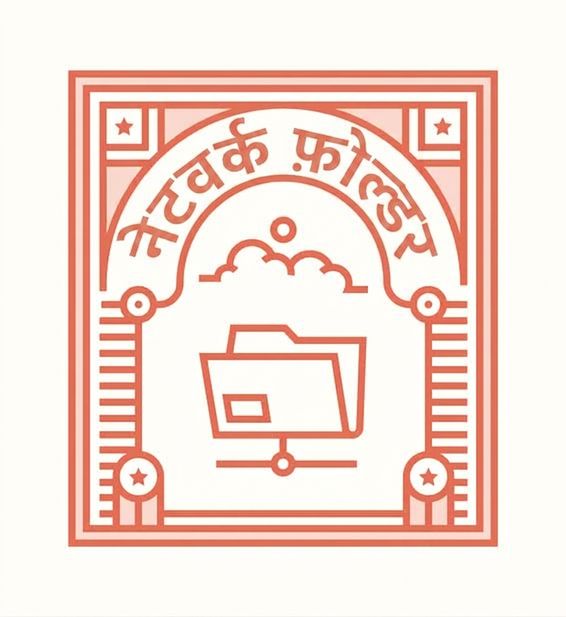 स्टैम्प जैसा चित्र, जिस पर नेटवर्क फोल्डर है