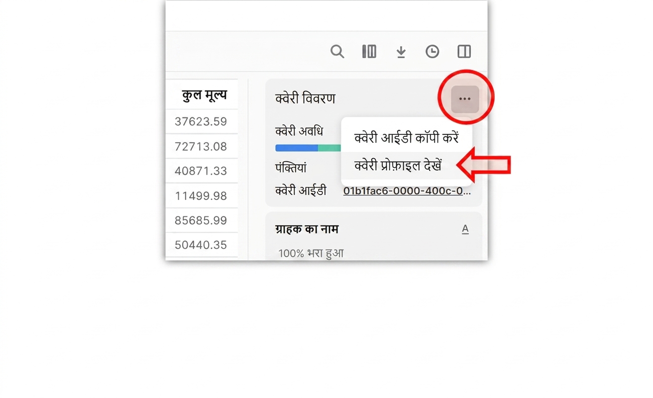 क्वेरी प्रोफ़ाइल ढूँढने के निर्देश