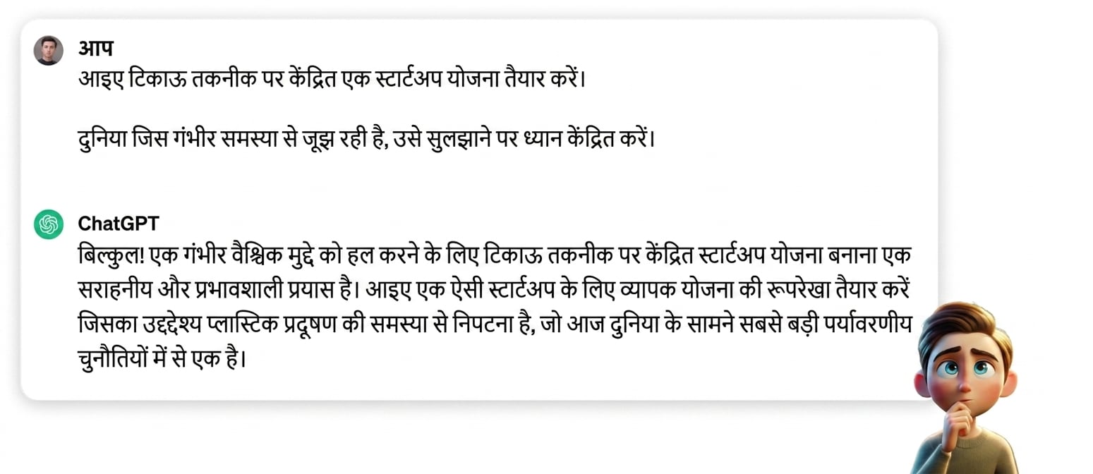 सोचते हुए व्यक्ति का कार्टून चित्रण