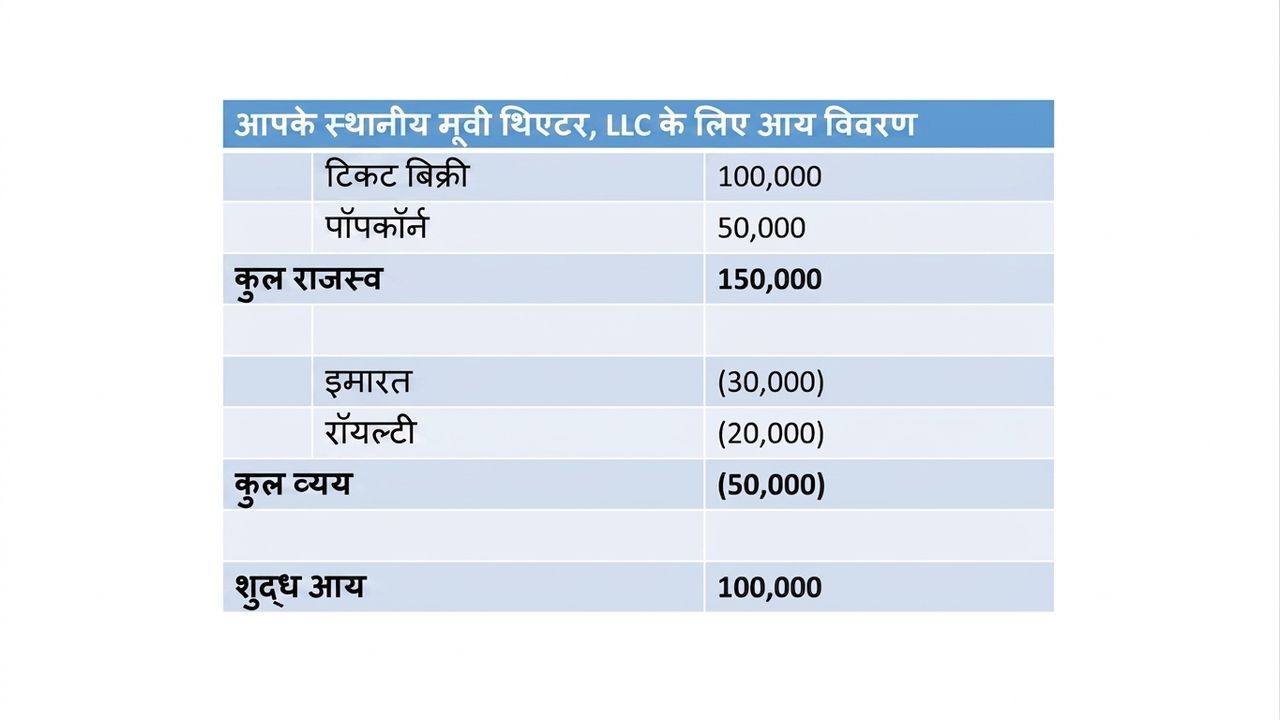 इनकम स्टेटमेंट का उदाहरण