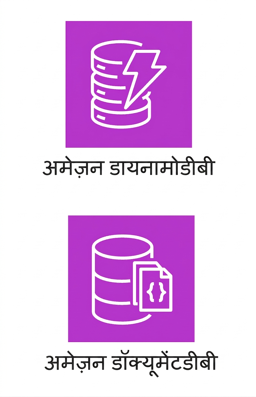 Amazon DynamoDB और DocumentDB दिखाते आइकन.