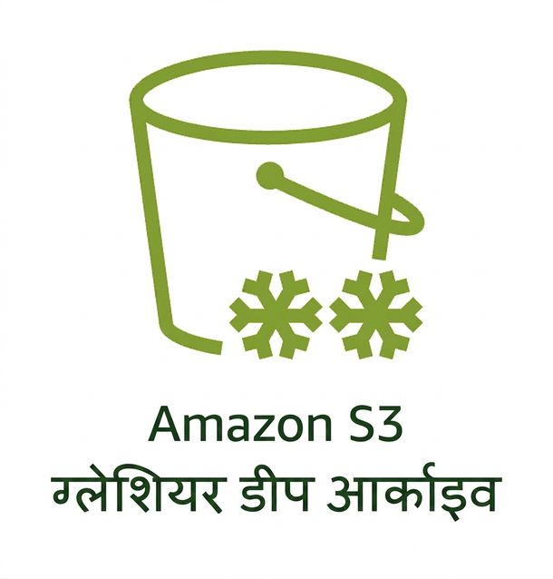 S3 ग्लेशियर डीप आर्काइव स्टोरेज क्लास दिखाता एक आइकन.