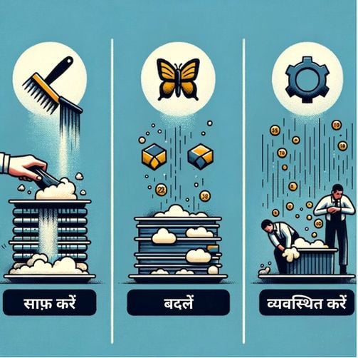 डेटा की सफाई, रूपांतरण और संगठन दिखाता चित्र
