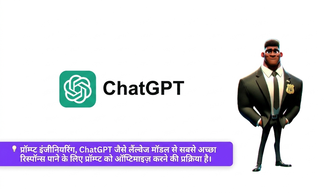 छवि में ChatGPT लोगो और एक FBI कार्टून किरदार दिखता है