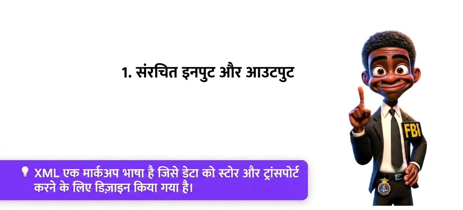 छवि में एक कार्टून FBI एजेंट एक उंगली उठाए दिखता है