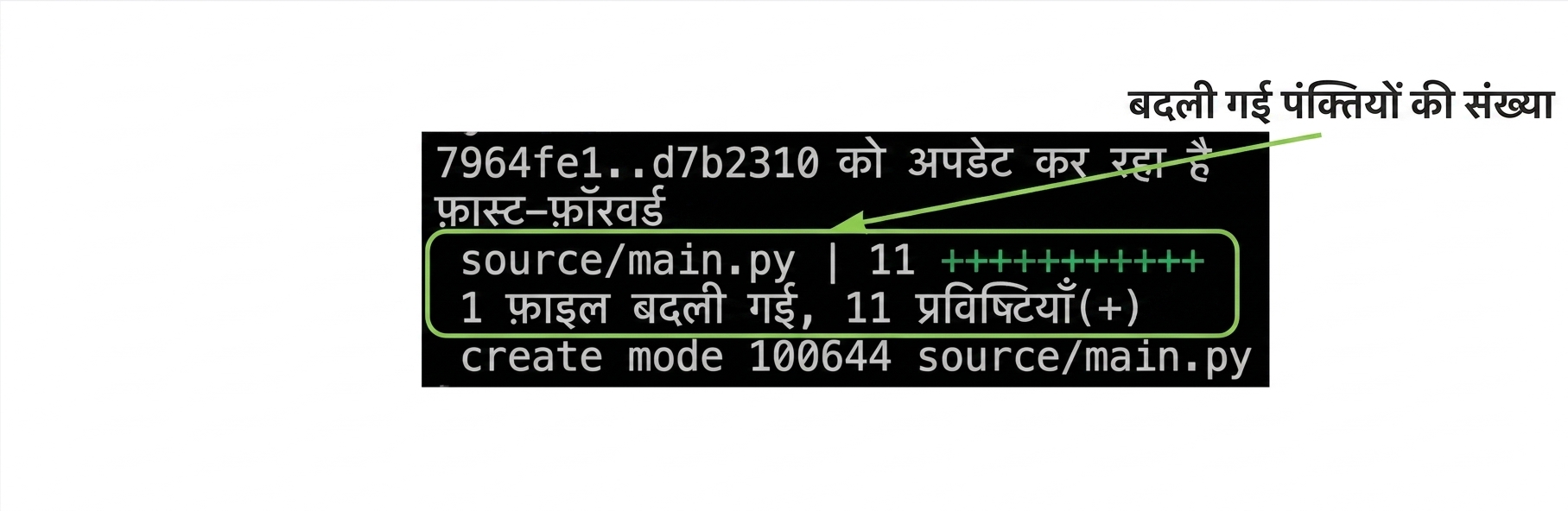 बदले गए लाइनों की संख्या पर हाइलाइट के साथ git_merge_output