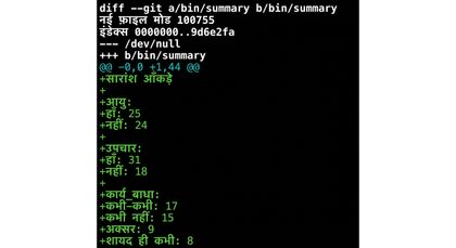 git diff main summary-statistics आउटपुट, संक्षिप्त