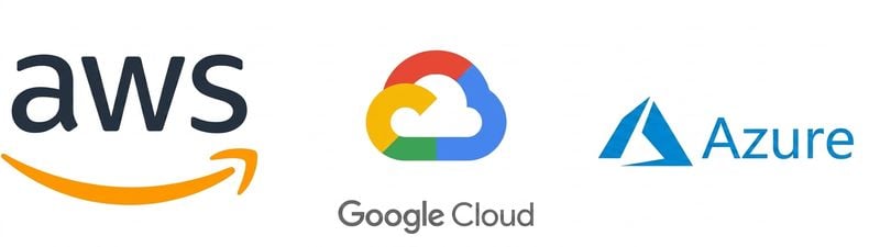 AWS, GCP, और Azure क्लाउड प्रोवाइडर्स के लोगो