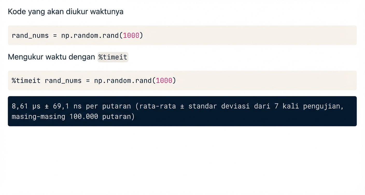 alt="Keluaran perintah sihir timeit"