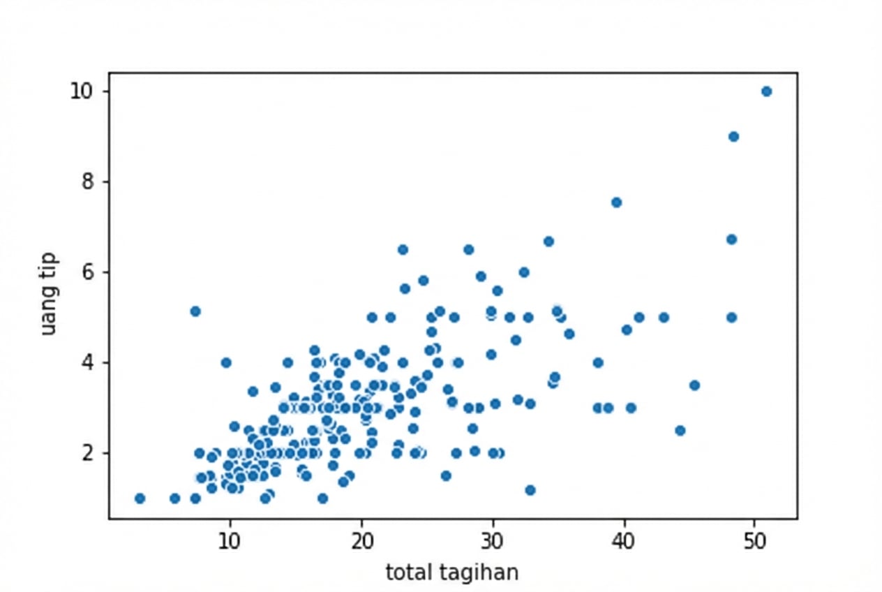 Scatter plot total tagihan vs. jumlah tip