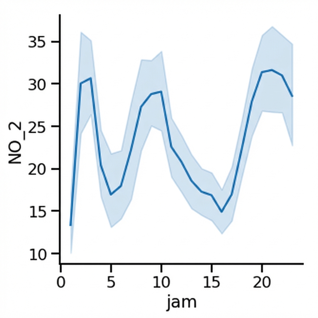 Plot garis nitrogen dioksida dari waktu ke waktu