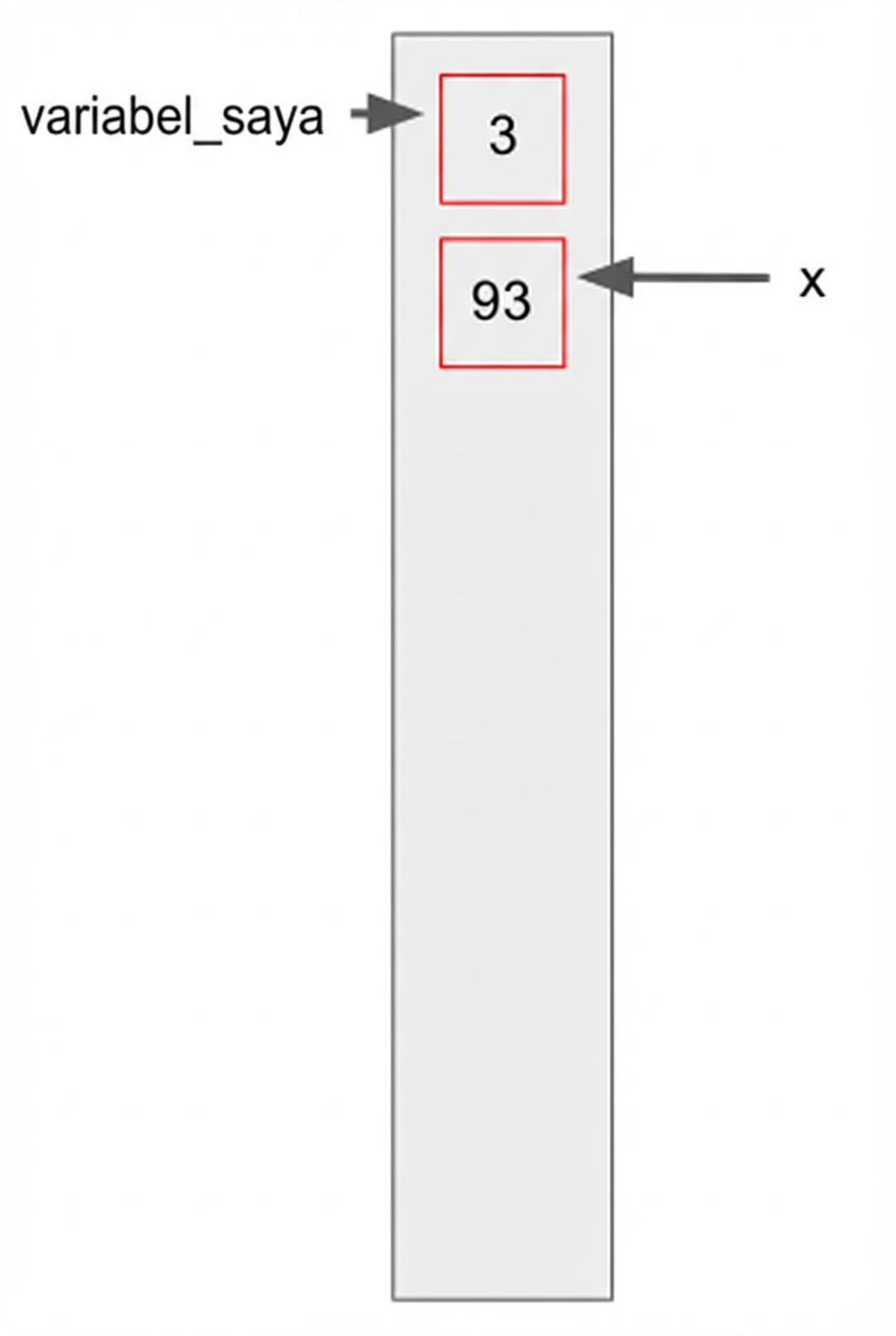 menetapkan x ke sesuatu yang baru