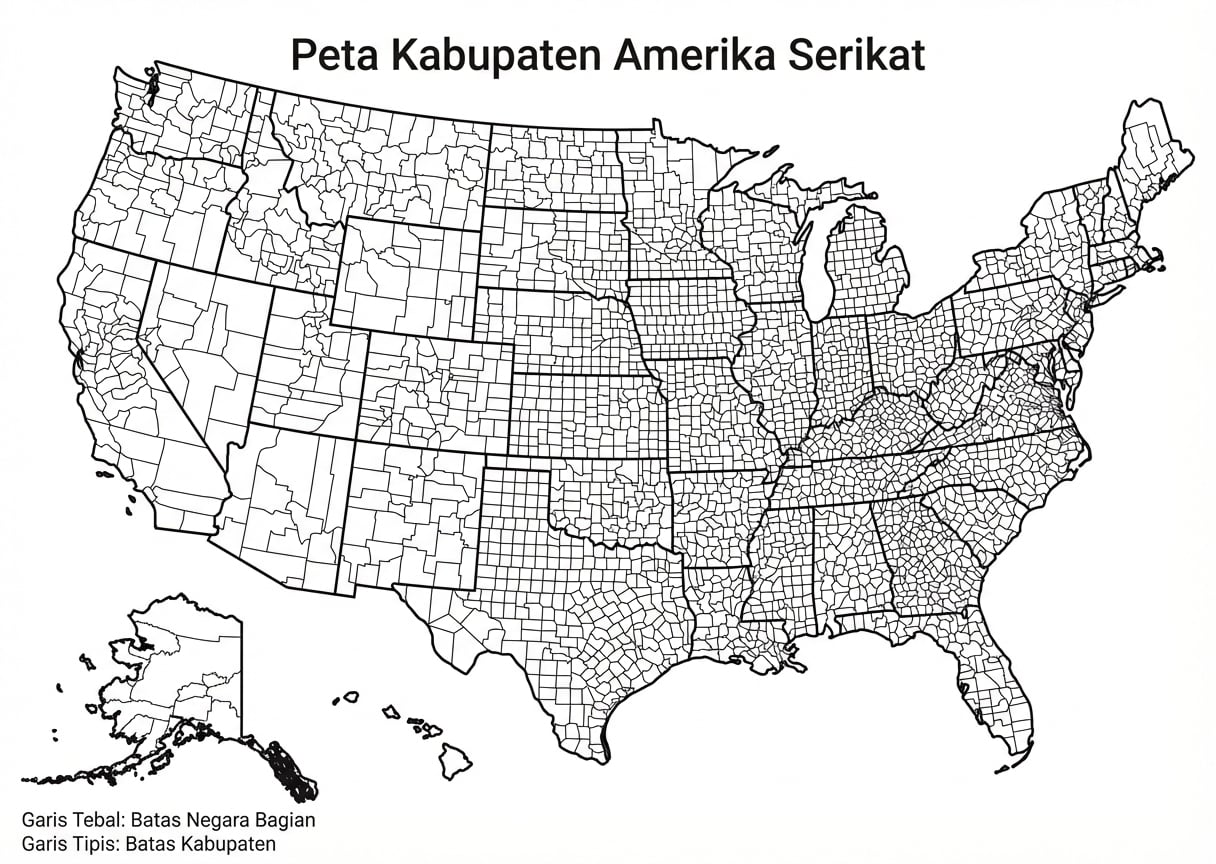 Peta county di Amerika Serikat.