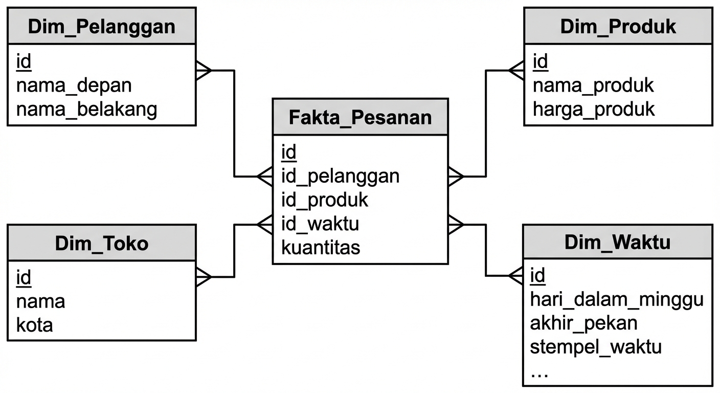 Diagram Skema Bintang untuk Customers dan Orders