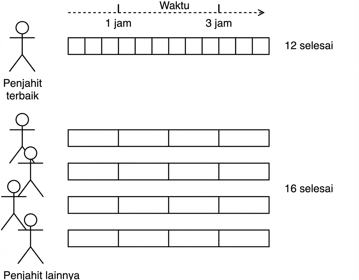 Diagram menggambarkan toko penjahit