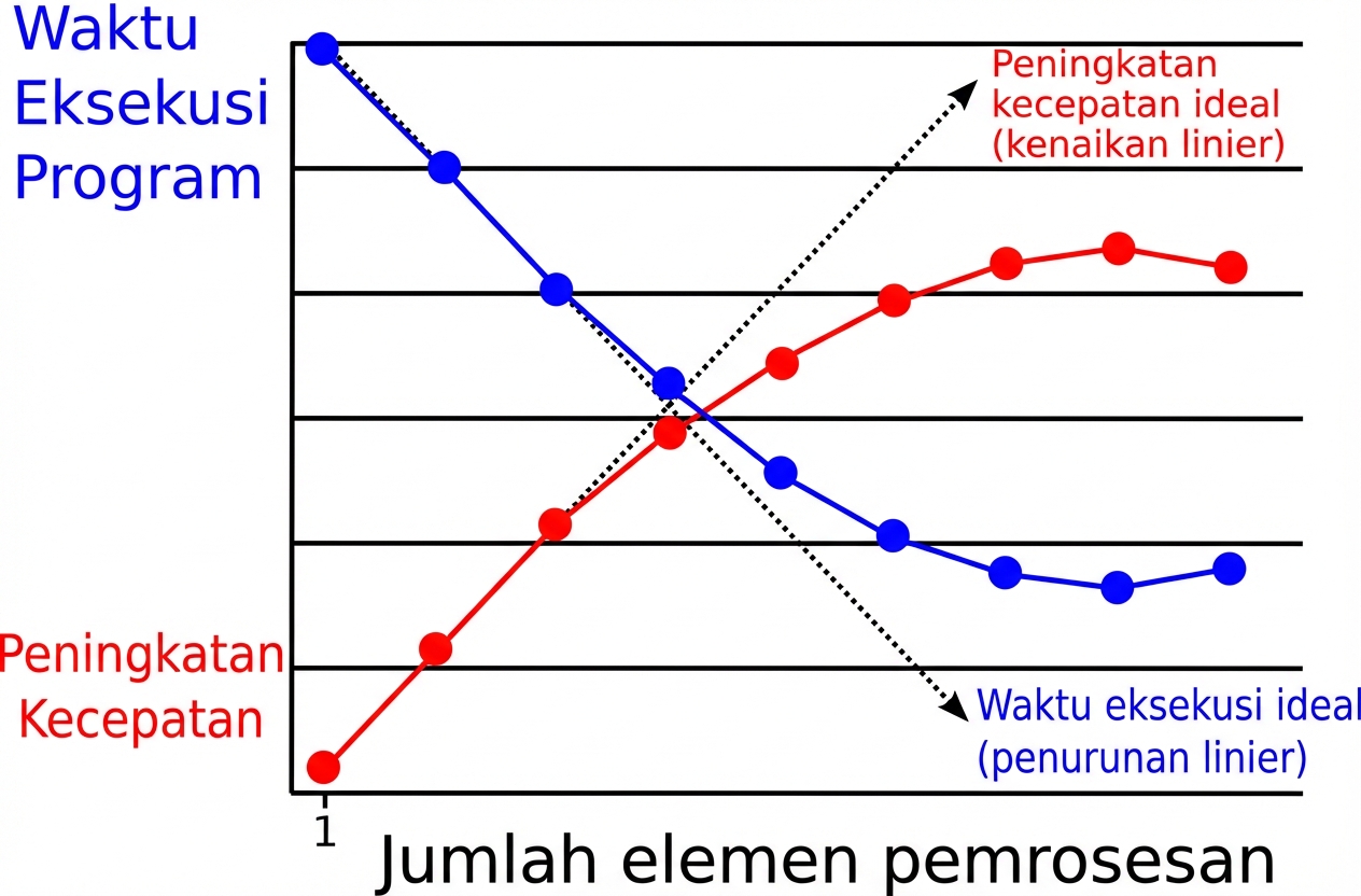 Plot menunjukkan perlambatan paralel