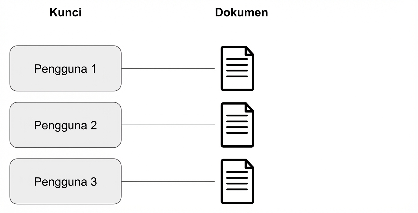 Diagram merepresentasikan relasi key dan dokumen