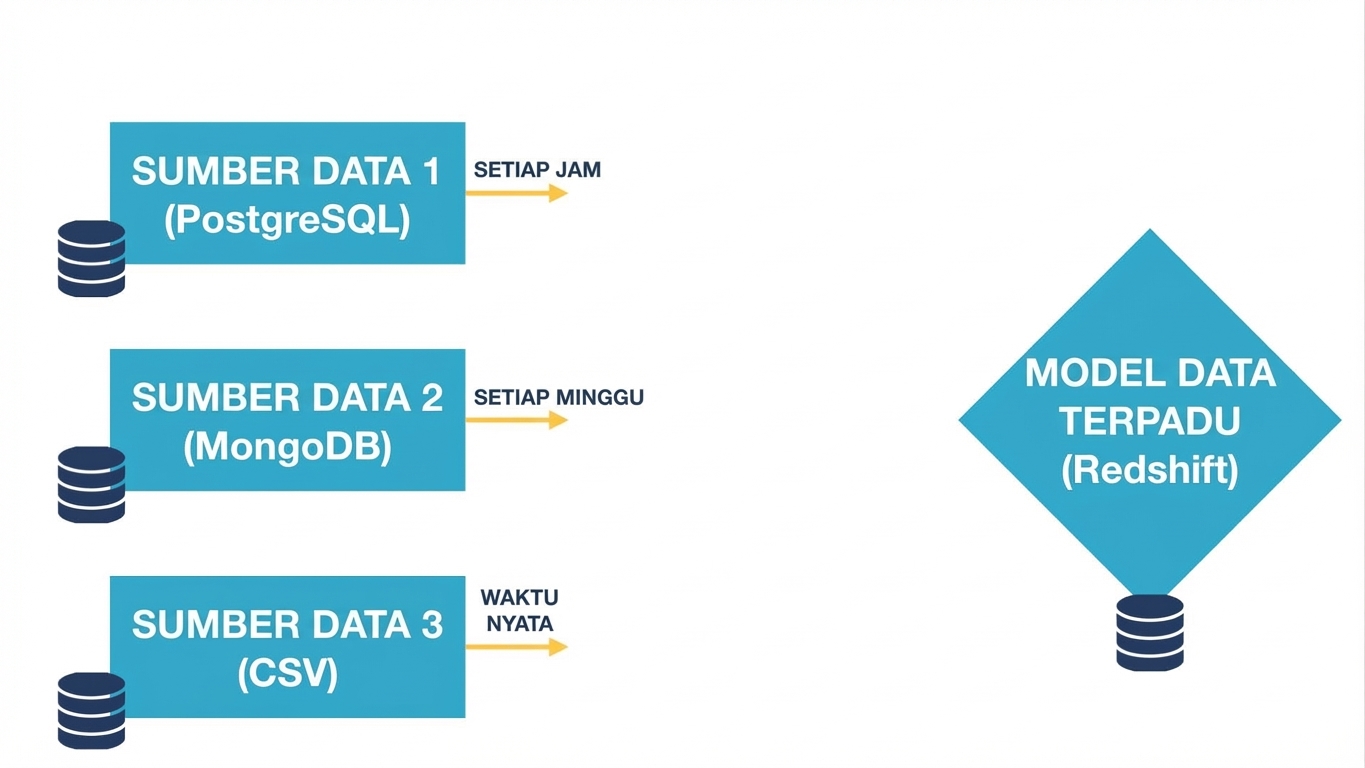 Tiga sumber data memperbarui pada waktu berbeda