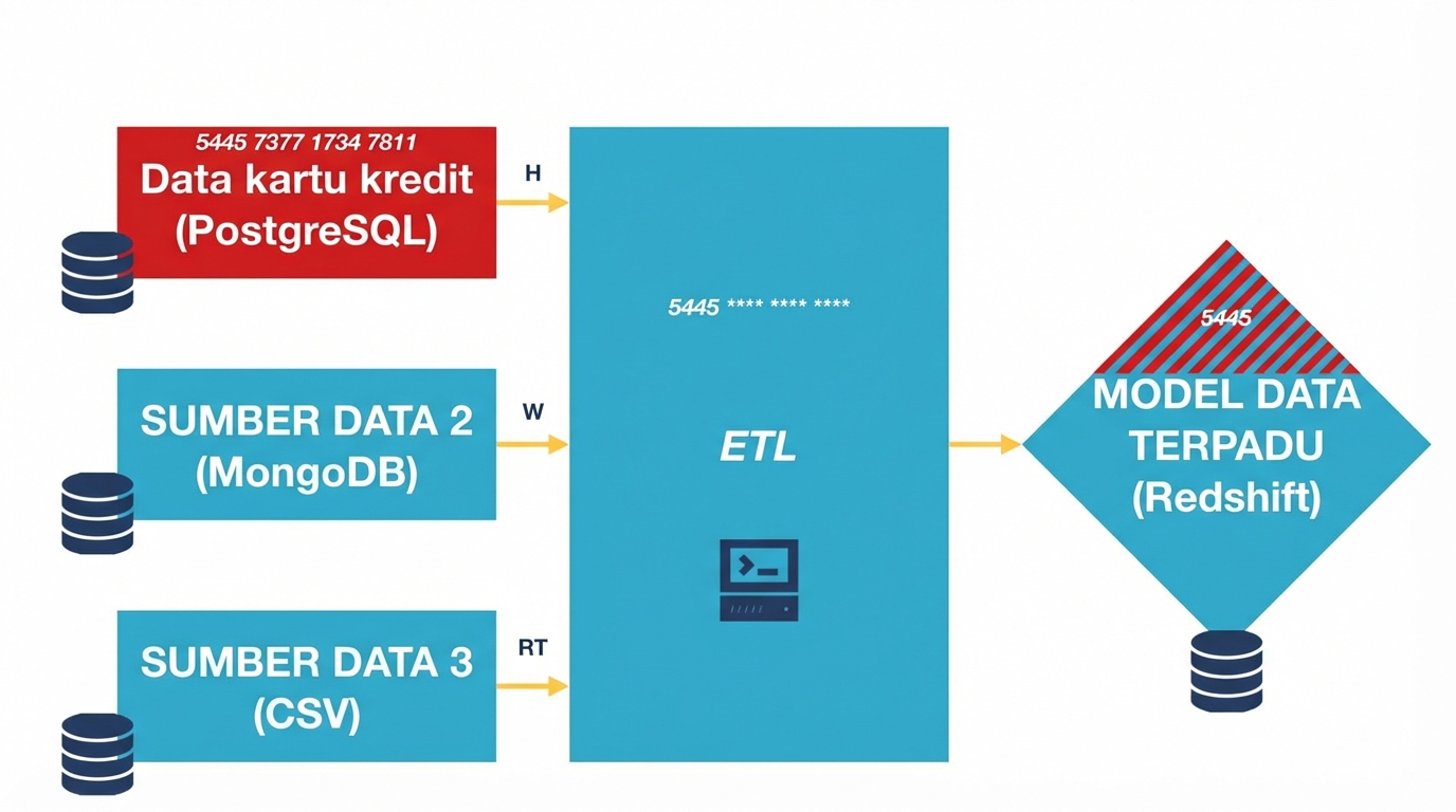 Diagram ETL dengan anonimisasi data kartu kredit