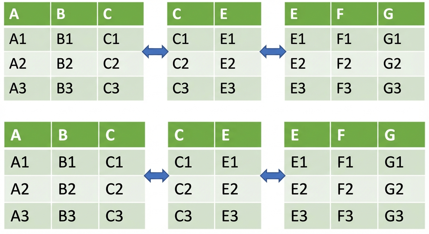 Gambar tiga DataFrame disusun horizontal