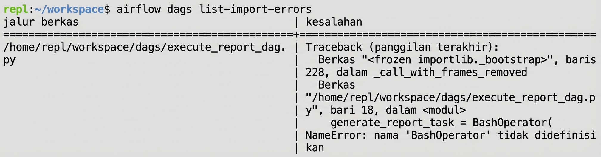airflow dags list-import-errors dengan error