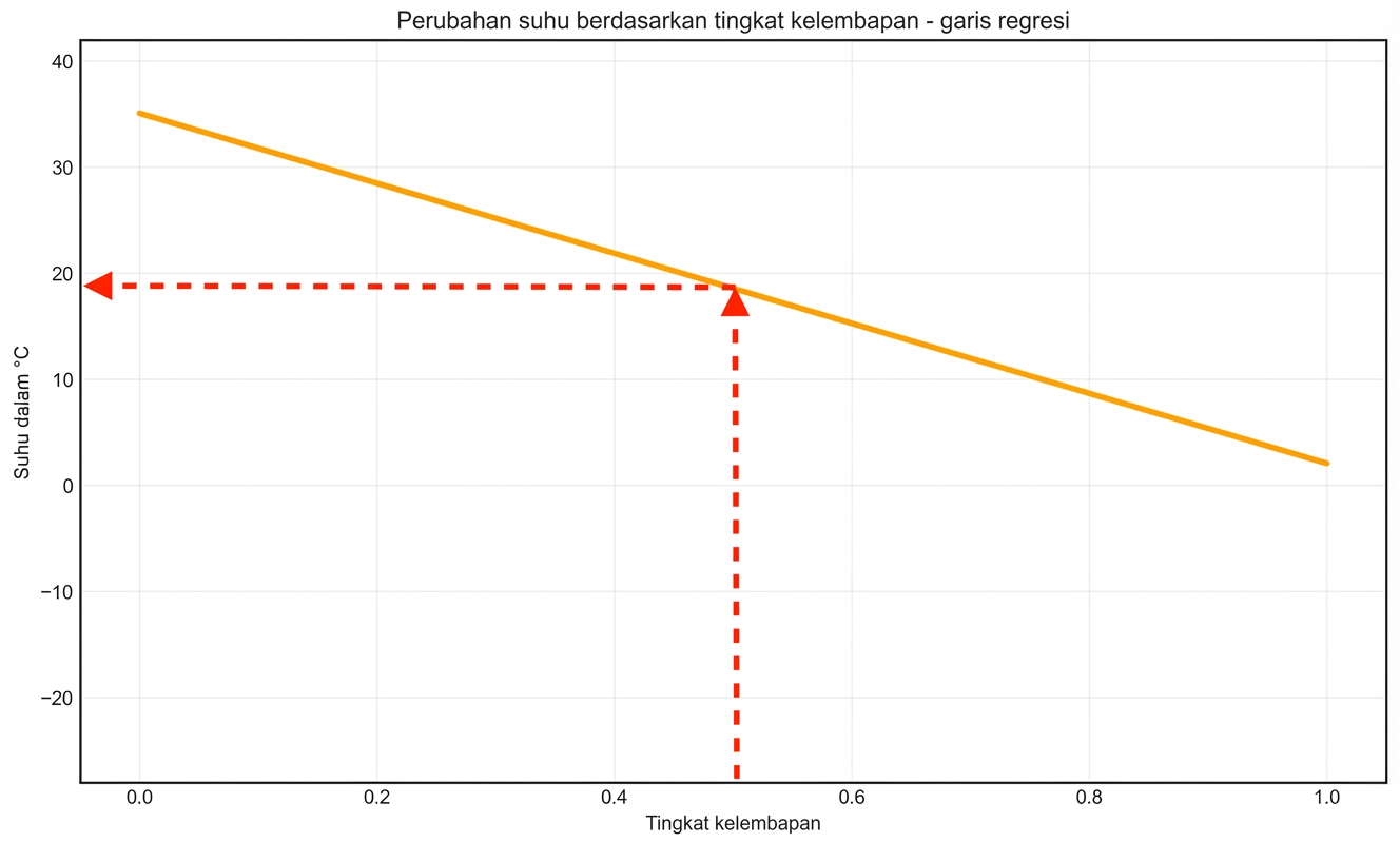 gunakan garis untuk mencari suhu dari kelembapan panah horizontal