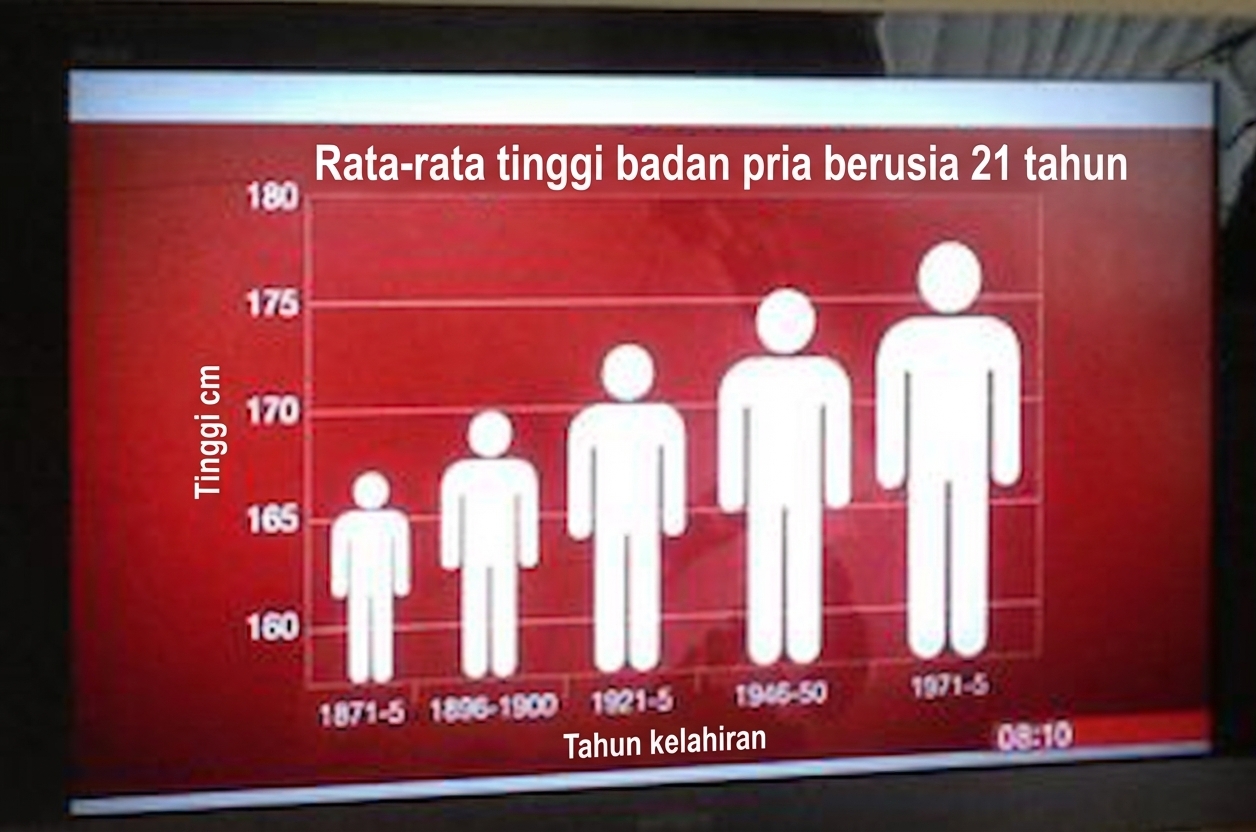 Diagram batang tinggi rata-rata pria dengan chartjunk