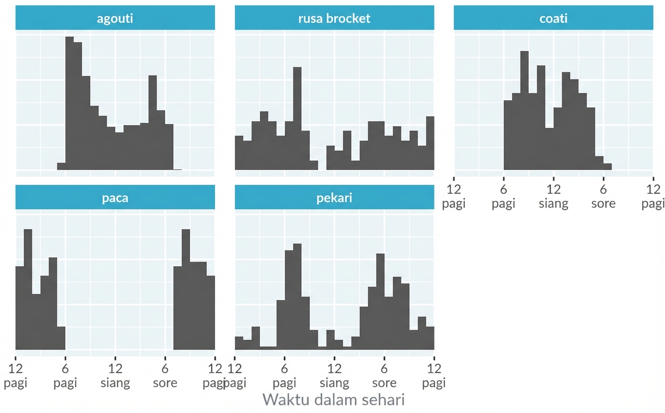 Histogram aktivitas hewan dari dataset perangkap kamera Panama