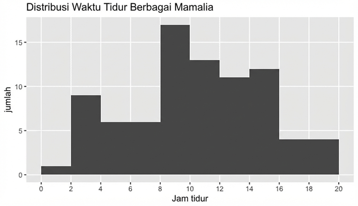 Histogram waktu tidur mamalia