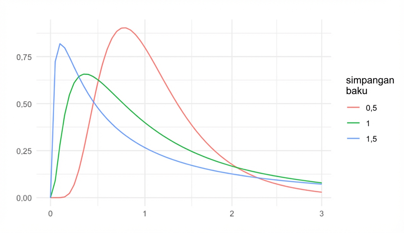 3 log-normal distributions with sd = 0.5, sd = 1, and sd = 1.5