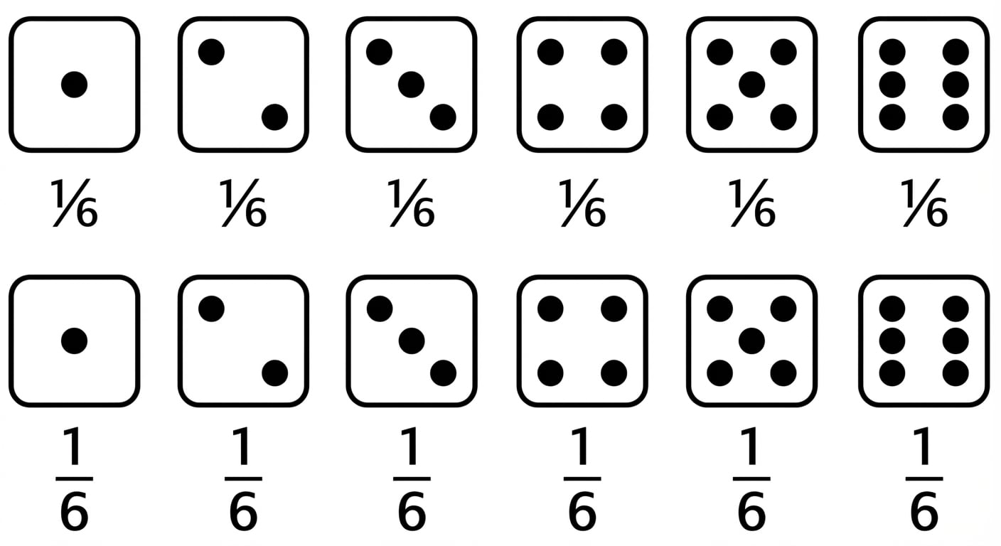 Setiap sisi dadu memiliki probabilitas 1/6.png
