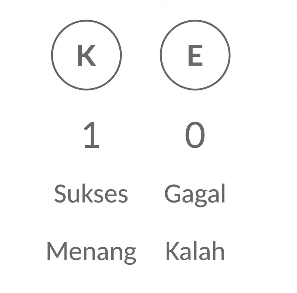 H dan T, 1 dan 0, Sukses dan Gagal, Menang dan Kalah