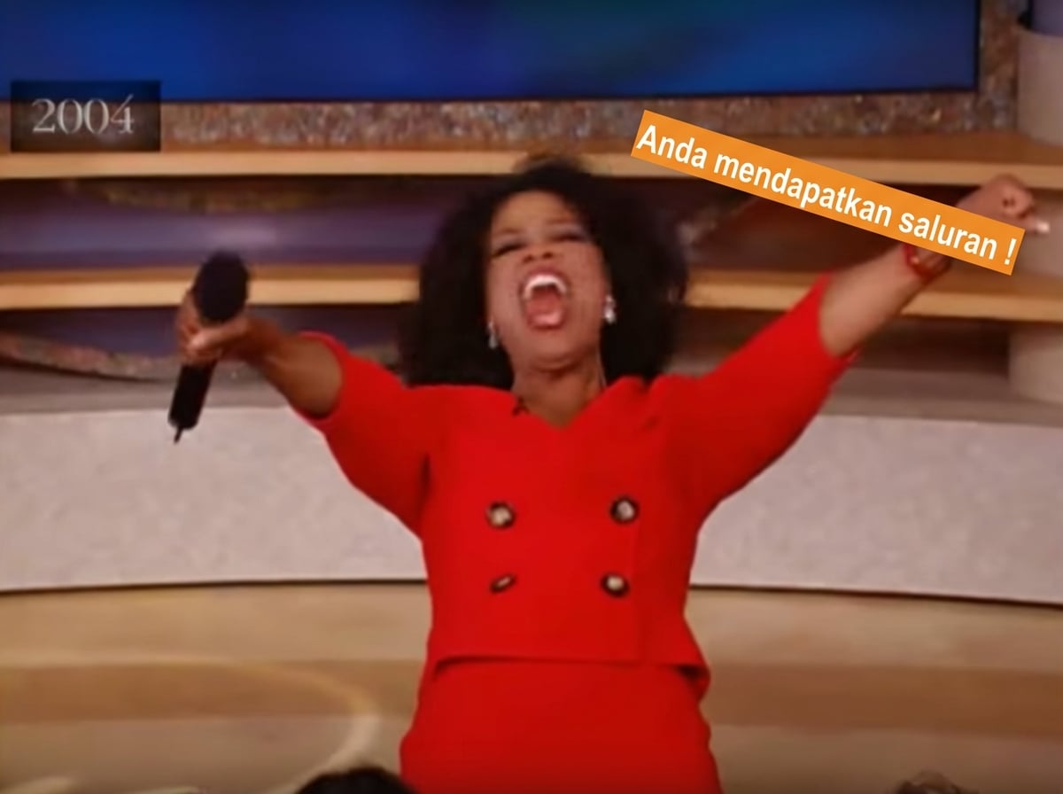 Oprah membagikan pipa