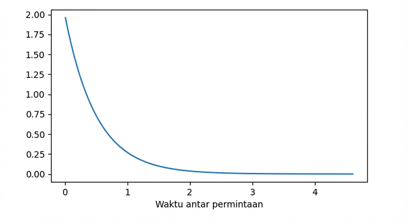 Distribusi eksponensial dengan lambda = 0.5