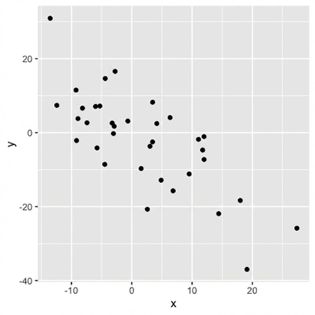 Plot sebar: y turun saat x naik