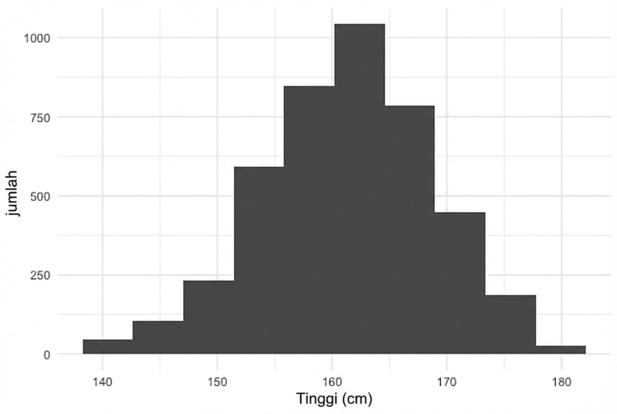 Histogram tinggi badan wanita