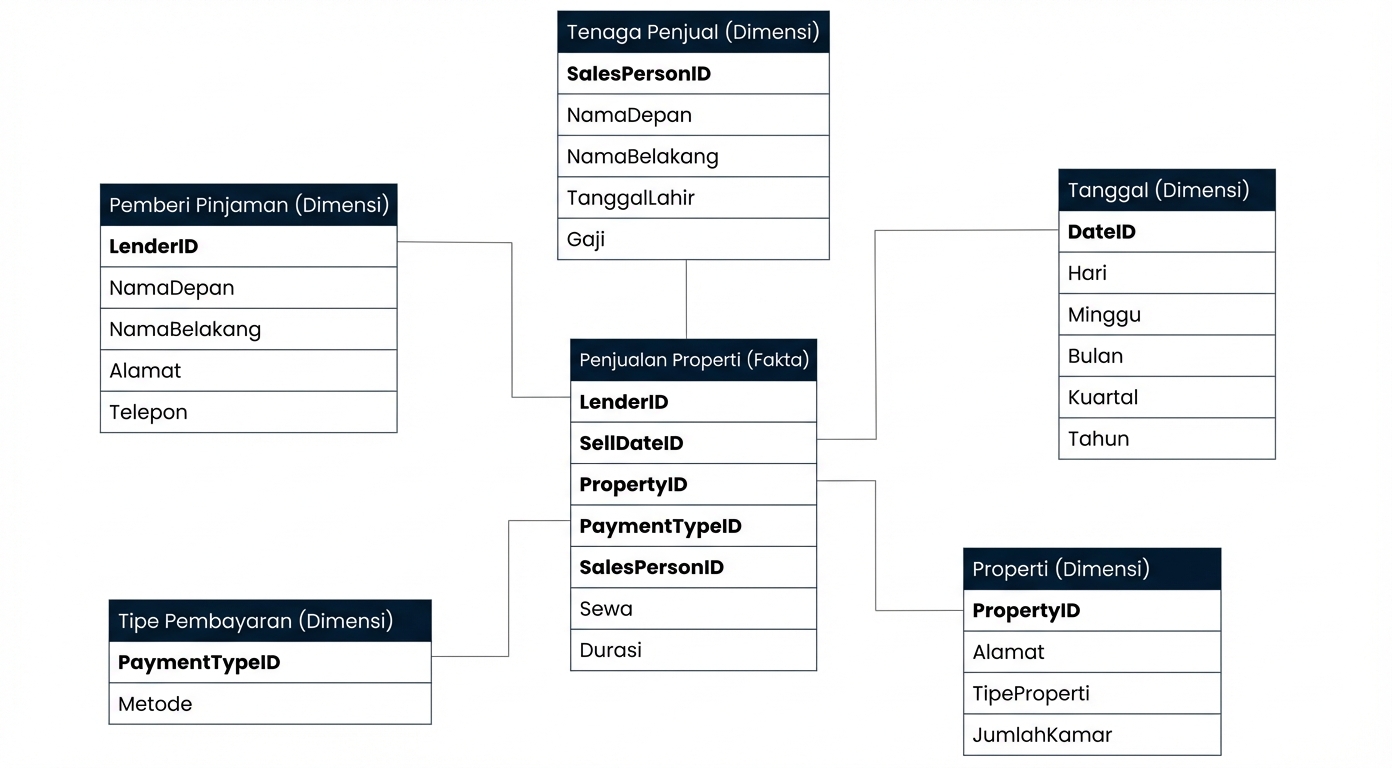 Model data untuk skema bintang Property Sales