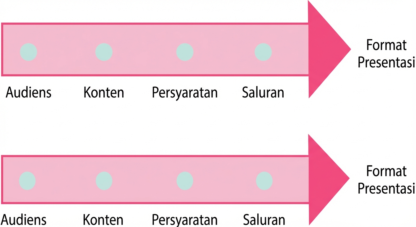 Sebuah panah mengarah ke kata format presentasi