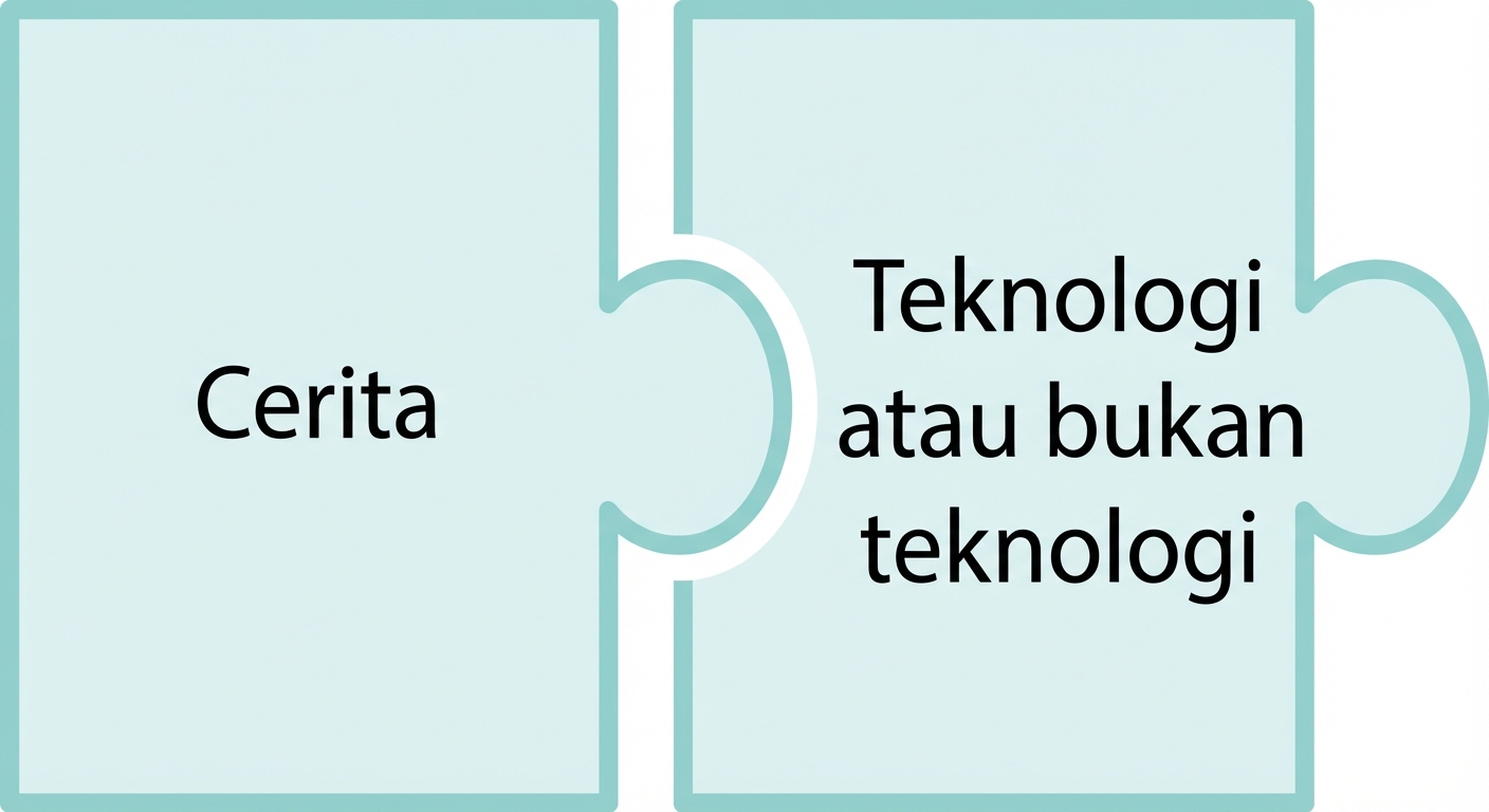Potongan puzzle dengan kalimat teknis atau non-teknis
