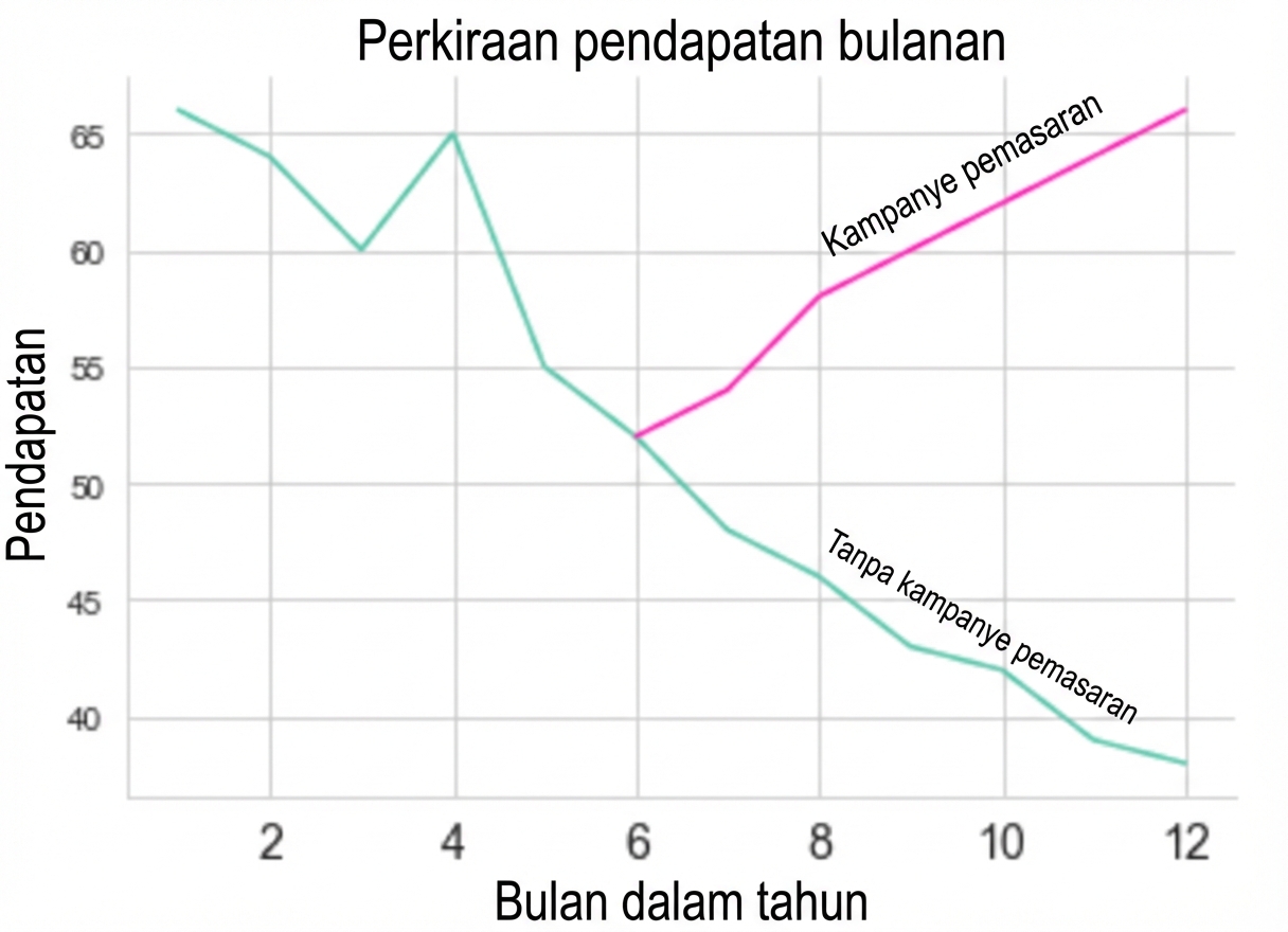 Plot garis yang menunjukkan evolusi penjualan